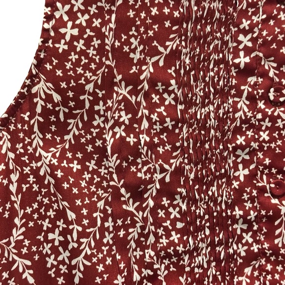 Anthropologie Dolan Left Coast Jules Tank Medium Burgundy Floral Pintuck Boho XS - Picture 3 of 7